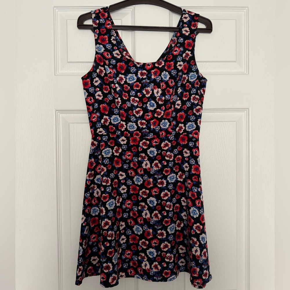 Floral Sleeveless Satin Dress